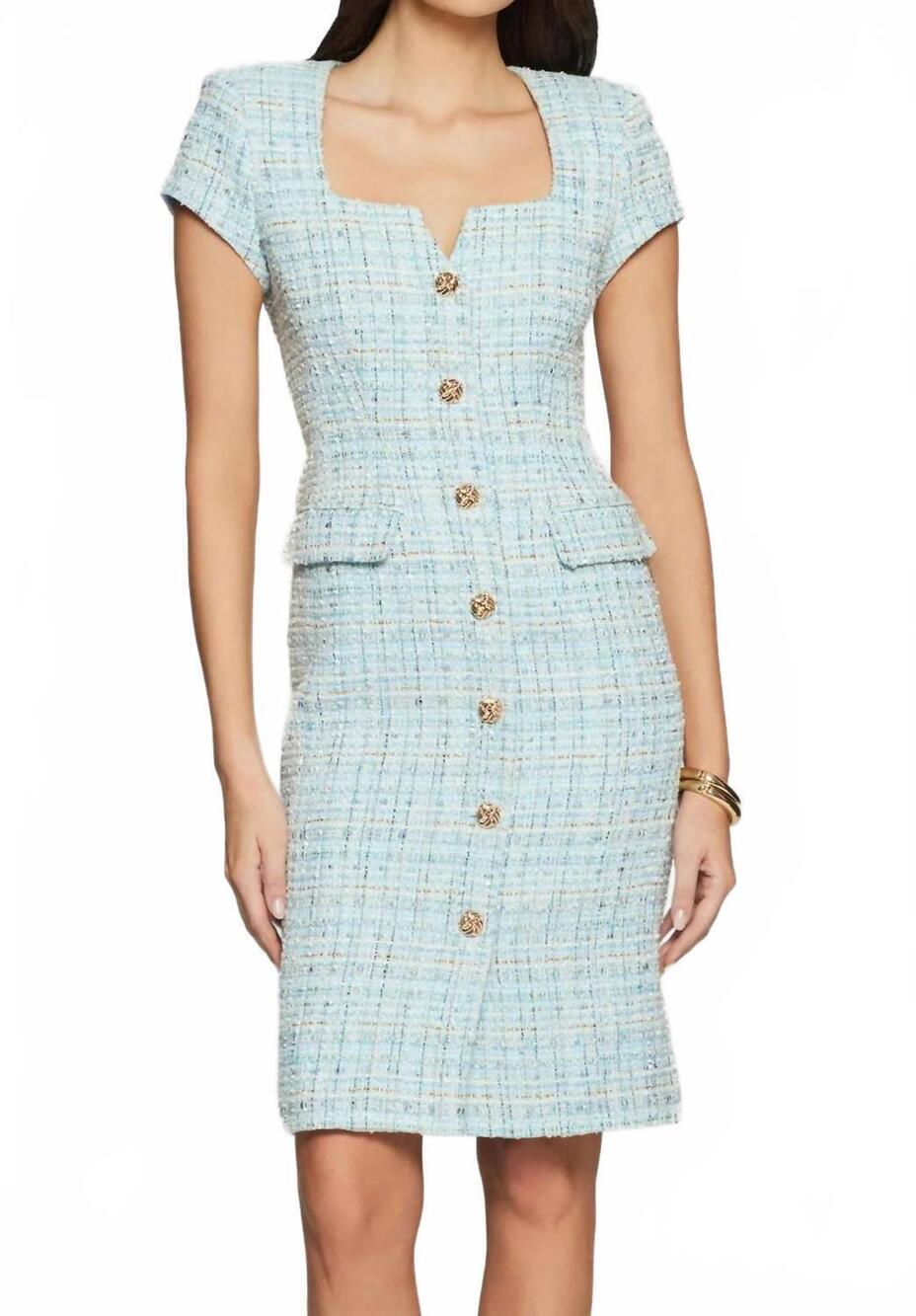 NEW GENERATION LOVE sierra tweed dress in aqua melange